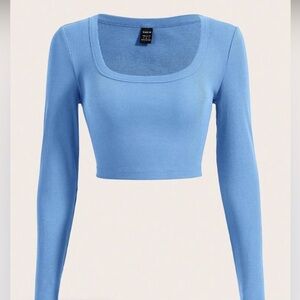 SHEIN EZwear Summer Outfits Scoop Neck Crop Tee